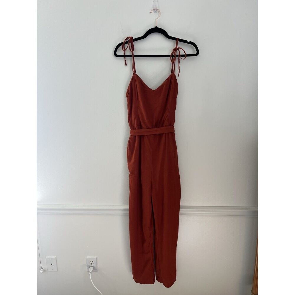 Abercrombie And Fitch Tie Strap Linen Blend
Romper Size Large Orange